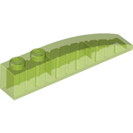 Lego kostka (kostička) 6x1 zakulacená nahoře, průhledná světle zelená (4642442, 6096715, 6240379)